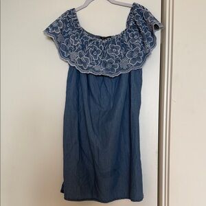Romeo & Juliet Couture Blue Dress with White Embroidery